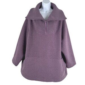 Lands' End Sherpa Pullover Womens 2X Purple 1/2 Zip Polyester Outdoor FS-1448